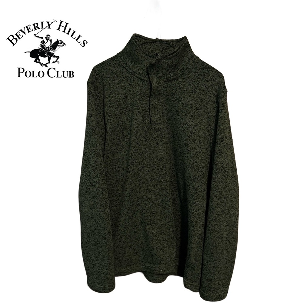Beverly Hills Polo Club Dark Green 1/4 Zip Sweater size M